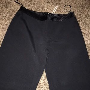 MARIA BIANCA NERO NWT BLACK STRETCH BACK ZIPPER HEM PANTS SIZE LARGE